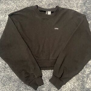 H&M Black Cropped Sweatshirt with small “Love” chest print